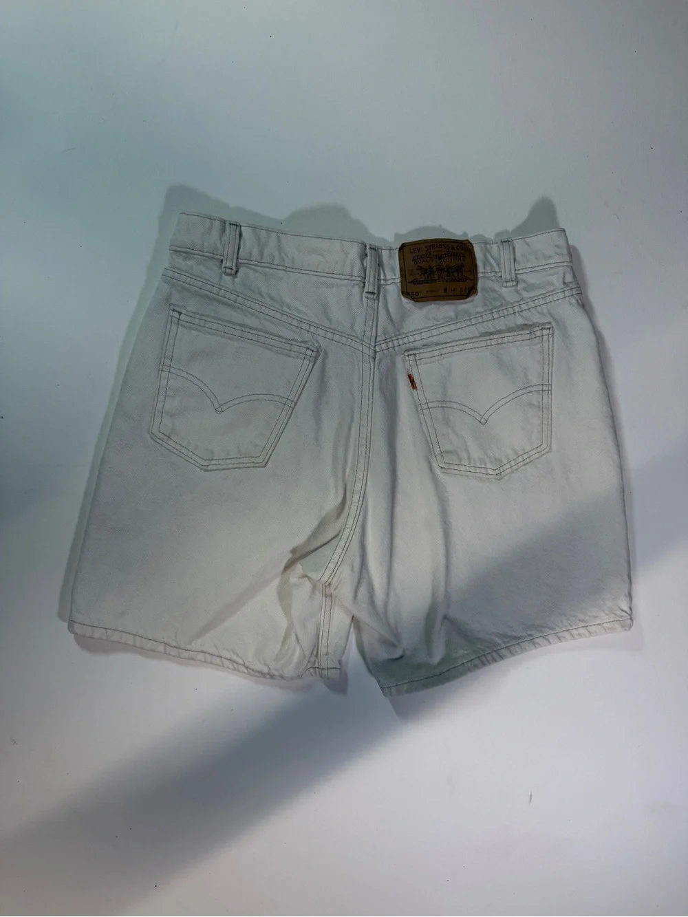Levi's White Denim Jeans Shorts with Orange Tab